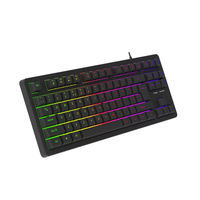 Clavier filaire 87 touches rétroéclairé par LED d'usine OEM Interface USB compacte personnalisée en plastique pour ordinateur portable de bureau Effets LED arc-en-ciel