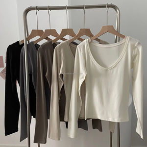 Camiseta de Punto de Manga Larga con Cuello en V para Mujer, Marca Brandy BM, Nueva Colección Verano 2026, Corte Ajustado, Versátil, Estilo Coreano, Elegante - Product Image 2