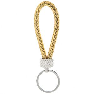 Metal Diamond Woven PU Leather Rope Keychain Car Pendant Women's Bag Accessories <b>Key</b> <b>Chain</b> Gift Wholesale - Product Image 6