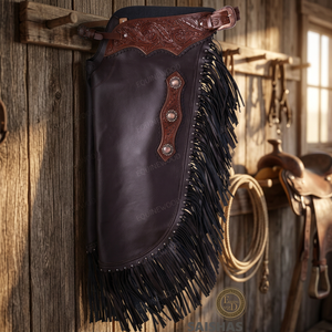 Chaps Vaqueros de Cuero Genuino Premium, Duraderos y Cómodos, Ajuste Ajustable, Personalizables, Hechos a Mano, Equipo de Equitación y Rodeo - Product Image 3
