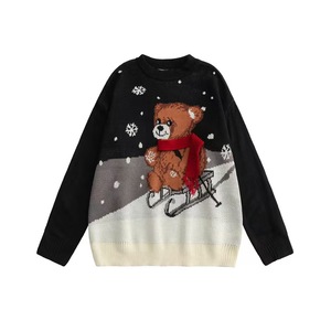 <span class=keywords><strong>Pull</strong></span> en tricot jacquard ODM OEM pour femme, motif ours en peluche, décontracté, cadeau de Noël, anti-boulochage, respirant, nouvelle tendance, automne - Product Image 3