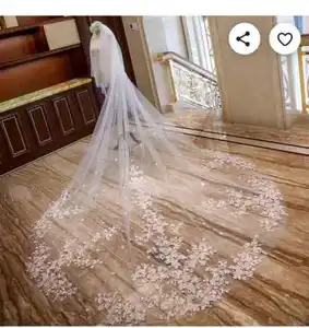 S4099F yeni beyaz suda çözünür dantel düğün elbisesi peçe üretici 3m düğün yumuşak iplik