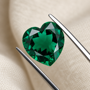 Smeraldo <span class=keywords><strong>Verde</strong></span> Zambiano Sintetico Taglio a Cuore all'Ingrosso, Gemma Sciolta Lucidata con Valutazione di Terze Parti per Creazione Gioielli - Product Image 3