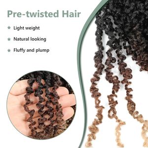 Yanky Twist Crochet Hair 8/10/12 pulgadas Pre-looped Twist Hair <span class=keywords><strong>con</strong></span> Curly End Twist Braids extensión de cabello para mujeres negras - Product Image 5