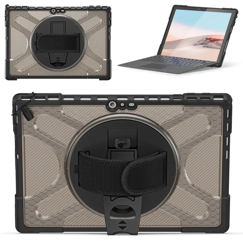360 Rotating Kickstand rugged tablet protective case for Microsoft Surface Pro 7 with hand strap