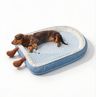 Coussin orthopédique respirant en forme de D pour chat et chiot, lavable, amovible, antidérapant, rafraîchissant, en soie glacée, vente en gros OEM