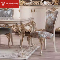 Ensemble de table à manger moderne de luxe avec plateau en marbre, 4 chaises rembourrées en tissu, structure en bois blanc, bois massif, assemblage requis, Elephant