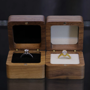 USA Lager Holz-Ringbox für Frauen 2 Fächer Holz-Eheringbox Ringaufbewahrungsbox Antragsbox Geschenk für Sie - Product Image 5