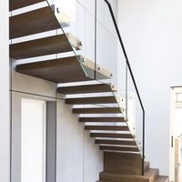 Escalier flottant moderne en acier à poutres invisibles pour villa et appartement, avec rampe en verre, escalier métallique de luxe sur mesure