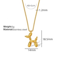 Vente chaude ballon chien animal collier en acier au titane plaqué or véritable 18 carats mignon collier pendentif chien en trois dimensions