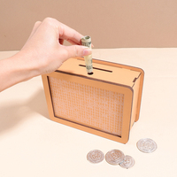 Tirelire personnalisable avec logo, en bois, pour dollars américains, tirelire à chiffres, cadeaux originaux, décoration d'intérieur, tirelire en francs