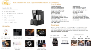 เครื่องชงกาแฟลาเต้และเอสเพรสโซแบบอัตโนมัติเต็มรูปแบบ รุ่น M8A หน้าจอสัมผัส ปรับแต่งได้ตามความต้องการสำหรับธุรกิจ - Product Image 2
