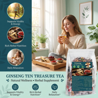 Sachets de tisane aux dix trésors de ginseng 5g x 30, dattes rouges et dattes grillées, format familial économique grand format