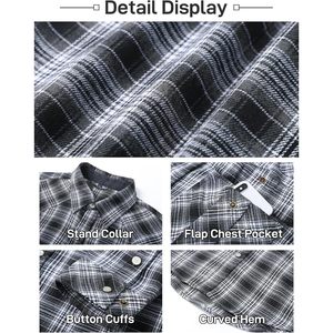 FOXA <b>Men's</b> Flannel <b>Shirt</b> Long Sleeve Checkered Plaid Regular Fit Casual Breathable Cotton <b>Western</b> <b>Shirt</b> - Product Image 3