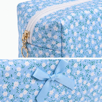 Sacs cosmétiques à fermeture éclair en polyester à imprimé floral - Grande capacité, légers et portables pour les voyages et l'usage quotidien