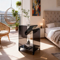 Table d'angle moderne personnalisée en acrylique pour salon, table d'appoint pour bureau, espace café, réception, appartement, villa, avec porte-revues