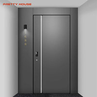Puertas Pivotantes de Aluminio Comerciales Modernas con Vidrio Esmerilado, Diseño Francés, para Entrada Exterior y Uso en Centros Comerciales y Residencias