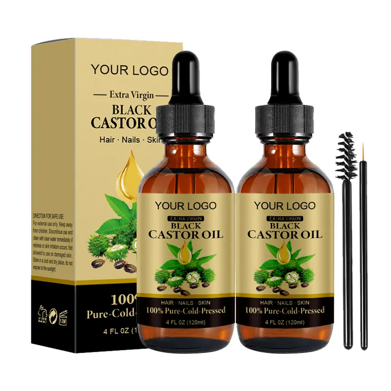 Organic Natural Jamaica Black Castor Oil For Eyelashes And Eyebrows Castor Oil Serum Bulk Cold Pressed Hexane Free Pure