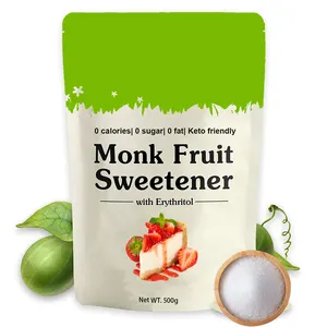 Edulcorante de fruta de monje Natural, sin azúcar, sin azúcar, Vegano, sustitución de azúcar, paquetes de eritritol