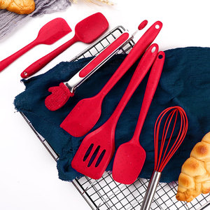<span class=keywords><strong>Promo</strong></span> Vente Flash 6 pièces Ustensiles de cuisine en silicone Ensemble de batterie de cuisine antiadhésive Spatule Manche en bois Ensembles de batterie de cuisine - Product Image 4