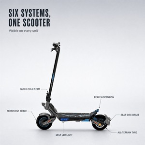 Scooter de 48V 25Ah con Motor sin Escobillas de 250W, Batería de Litio, Plegable, Suspensión Completa, 50-60km, 25km/h, Doble Freno de Disco Electrónico, 150kg, T3 T3 - Product Image 5