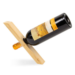 GL porta bottiglie di vino di bambù personalizzato all'ingrosso porta oggetti da cucina da tavolo da appoggio per bottiglia di vino singolo supporto per Rack - Product Image 1