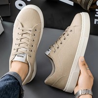 Chaussures de sport basses en toile pour hommes de haute qualité, respirantes, antidérapantes, avec semelle en caoutchouc confortable et amortie, pour un usage quotidien décontracté