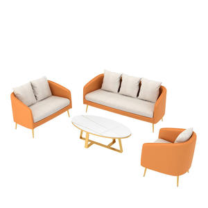 Combinaison canapé en cuir art moderne et simple, pour deux ou <span class=keywords><strong>trois</strong></span> personnes, zone matelassé, réception, table basse - Product Image 4