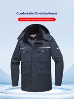 Combinaison de travail hiver épaisse en polyester rembourrée, anti-froid, protection professionnelle unisexe, manteau d'usine chaud, ensemble deux pièces détachable