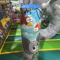 Château gonflable commercial à thème animaux de la jungle avec toboggan pour location événementielle