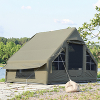 Tente gonflable camouflage 3 à 4 personnes en tissu T/C, installation rapide, imperméable, avec auvent extensible de 6 m²