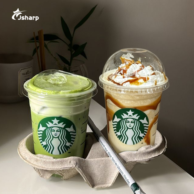 Jsharp Custom Logo Disposable Clear Cold Drink Matcha Coffee Cups 12 14 16 18 20 24oz PET Plastic Cups with Lids