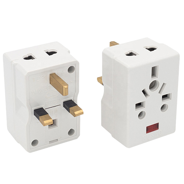 13A Multi-Function White BS Converter Socket Plug UK Standard Electrical Adapter 2 Outlets Fused