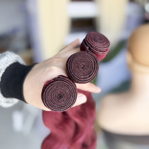 วิกผมบราซิลเลียนแบบคู่สีเบอร์กันดีทำจากขนสัตว์แท้จากกัมพูชาธรรมชาติ - Product Image 4