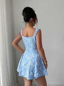 DM Dress Manufacturer 夏季甜美方领无袖收腰修身迷你连衣裙时尚优雅植物花卉图案背心裙 - Product Image 2