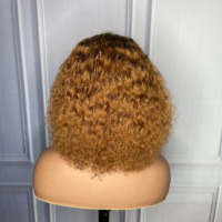 Mayqueen Wholesale Highlight Virgin Human Hair Wigs HD Lace Front Brazilian Short Bob Wigs Pixie Curl Water Weave Human Hair Wig
