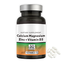 Complément alimentaire JBY OEM Calcium Magnésium Zinc Vitamine D3 pour adultes, comprimés de calcium, magnésium et zinc