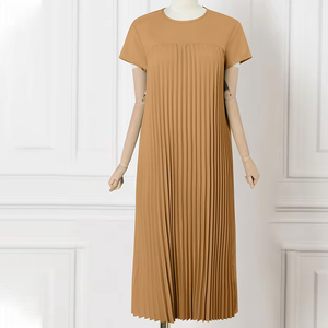 Vestido Midi Casual <span class=keywords><strong>de</strong></span> <span class=keywords><strong>Verano</strong></span> para Mujer, Talla Grande, Estilo Bohemio, Manga Corta, Plisado, Elegante, para Vacaciones o <span class=keywords><strong>Trabajo</strong></span> - Product Image 2