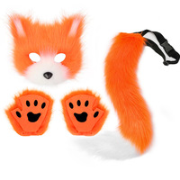 Nouveau style de costume de cosplay pour Halloween et Noël, avec queue en fourrure, masque de fête, gants en forme de patte de loup, masque de renard et ensemble queue de renard