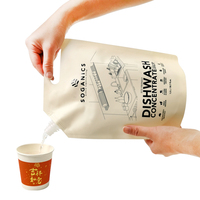 Pochette souple en plastique PET avec bec verseur et impression en héliogravure pour emballage de recharge de lessive et de savon liquide, jetable
