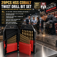 Jeu de 29 forets hélicoïdaux HSS M35 de qualité industrielle OEM, 5% Cobalt, finition ambrée, pour métaux durs et acier inoxydable