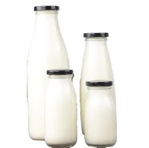 Prezzo di fabbrica bevande bevande 100ml 200ml 250ml 500ml 1000ml bottiglie di vetro per latte da 1 litro con coperchi a vite
