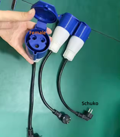 Câble adaptateur CEE bleu 32A Type2 prise de chargeur EV prise CEE femelle 3 pôles vers adaptateur de prise d'alimentation Schuko 2 broches