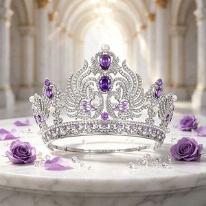 Couronne élégante en cristal inspirée du phénix, diadème multicolore avec pierres précieuses, accessoires de cheveux de mariée pour concours de beauté - Product Image 1