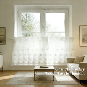 Tenda a Mezza Altezza in Tessuto Bianco, Stile Retrò Ricamato, Traslucida per Porta, Finestra della Cucina o Piccola Finestra - Product Image 4