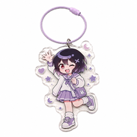 Llavero de acrílico personalizado con diseño de marinero lavanda, patrón de estrellas y luna, estilo Chibi, anillo, dije de papelería de anime Kawaii para reventa