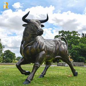 Sculpture de taureau en cuivre grandeur nature décorative extérieure Statue de taureau en bronze à vendre - Product Image 4