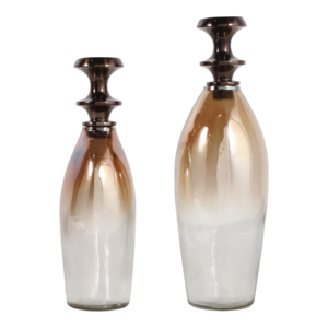 Vaso in vetro curvo con coperchio in metallo per decorazioni per la casa, soggiorno, camera da letto, ufficio, tavolo - Product Image 4