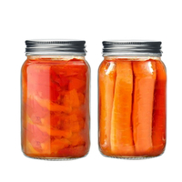 Stoples kaca pemasok grosir dapur 250ml 500ml mulut lebar stoples Mason 8 oz 16 oz stoples penyimpanan kaca dengan tutup
