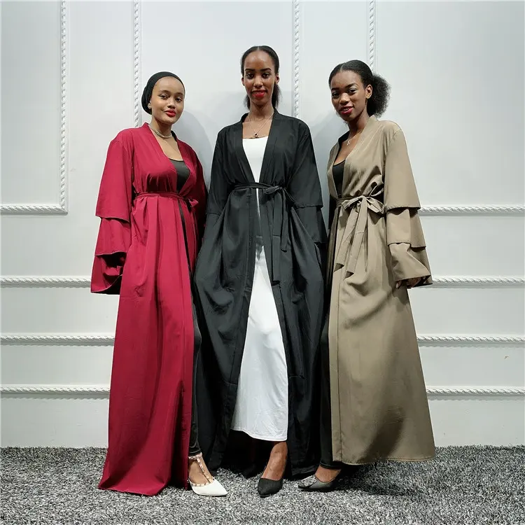 Hot koop Dubai abaya vrouwen zachte crêpe materiaal open ontwerp Moslim turkse jurk